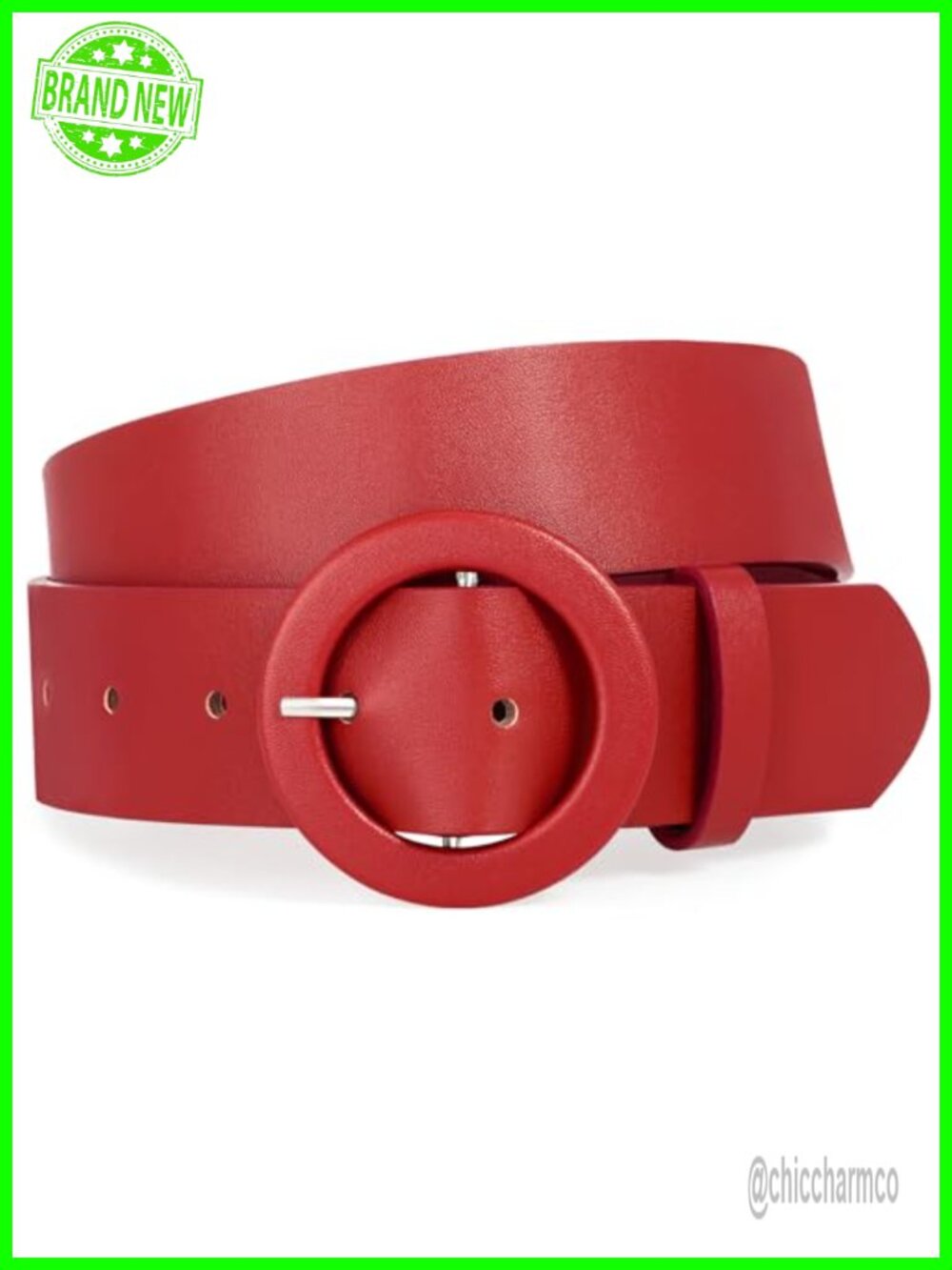 Wide Belt PU Leather Round Buckle Adjustable Casual Formal Accessory